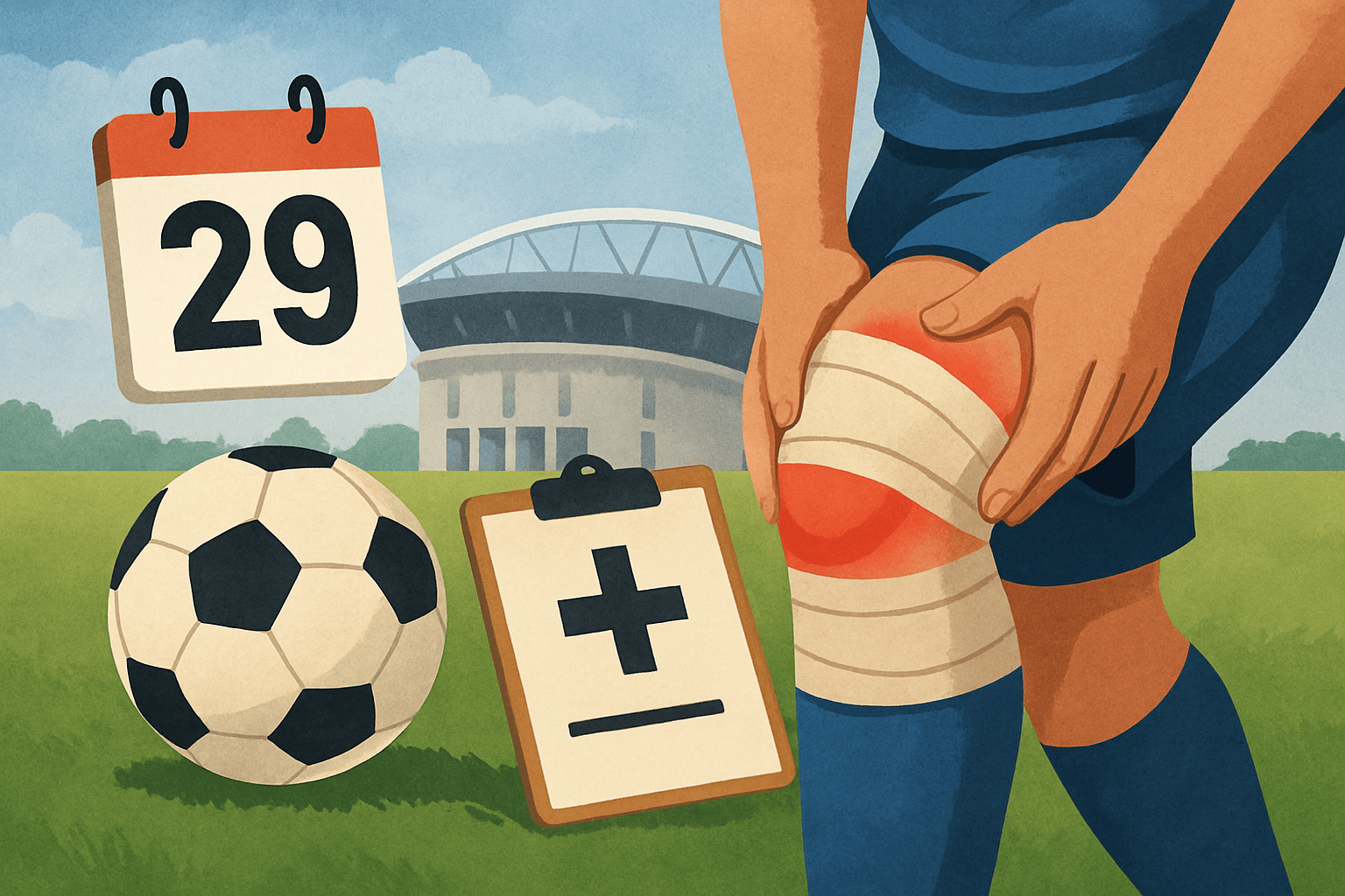 AI-generated illustration accompanying the story: Antoine Semenyo could miss Arsenal match after knee injury