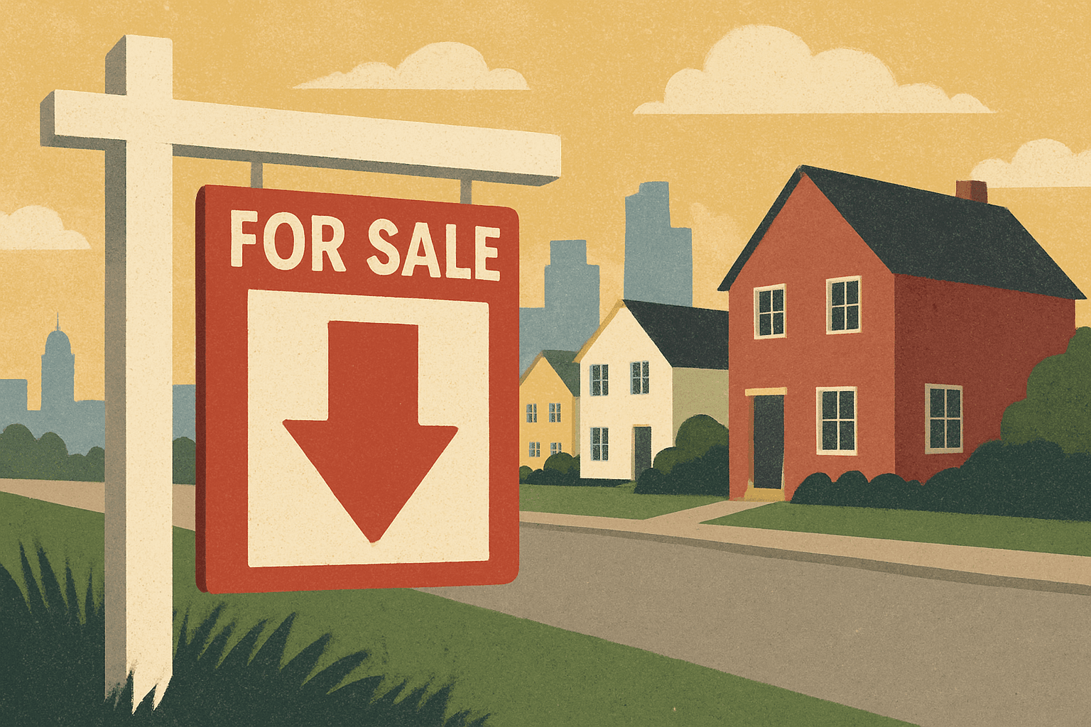 AI-generated illustration accompanying the story: Home sellers cut asking prices on 3,000 properties a day