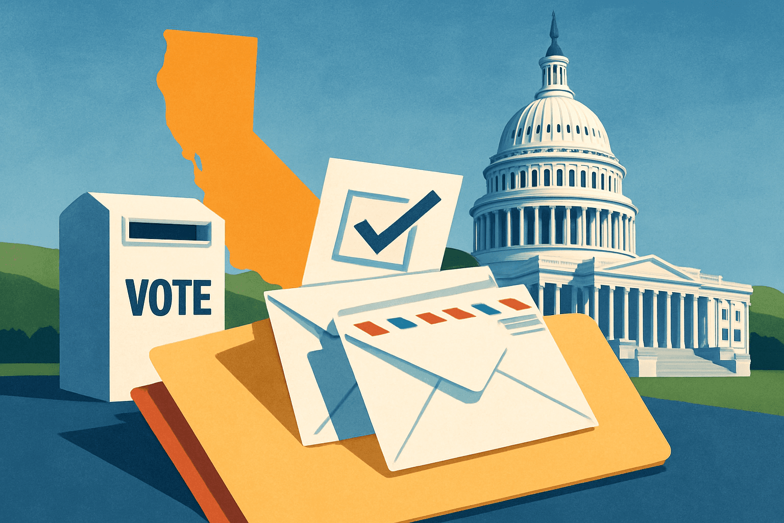 AI-generated illustration accompanying the story: Why California Vote Counts Can Continue After Election Day