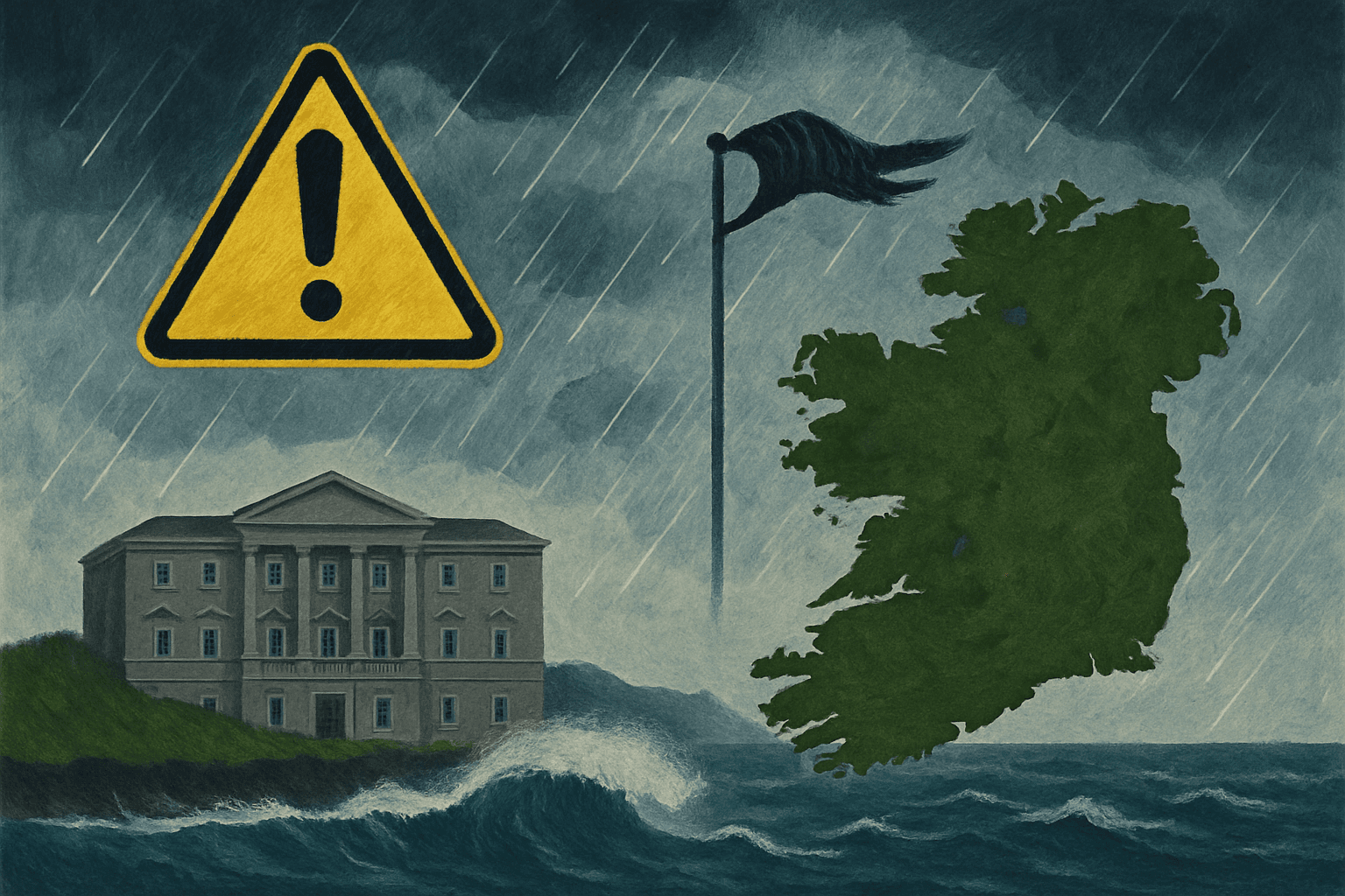 AI-generated illustration accompanying the story: Ireland faces rain and wind alerts as Storm Austen approaches