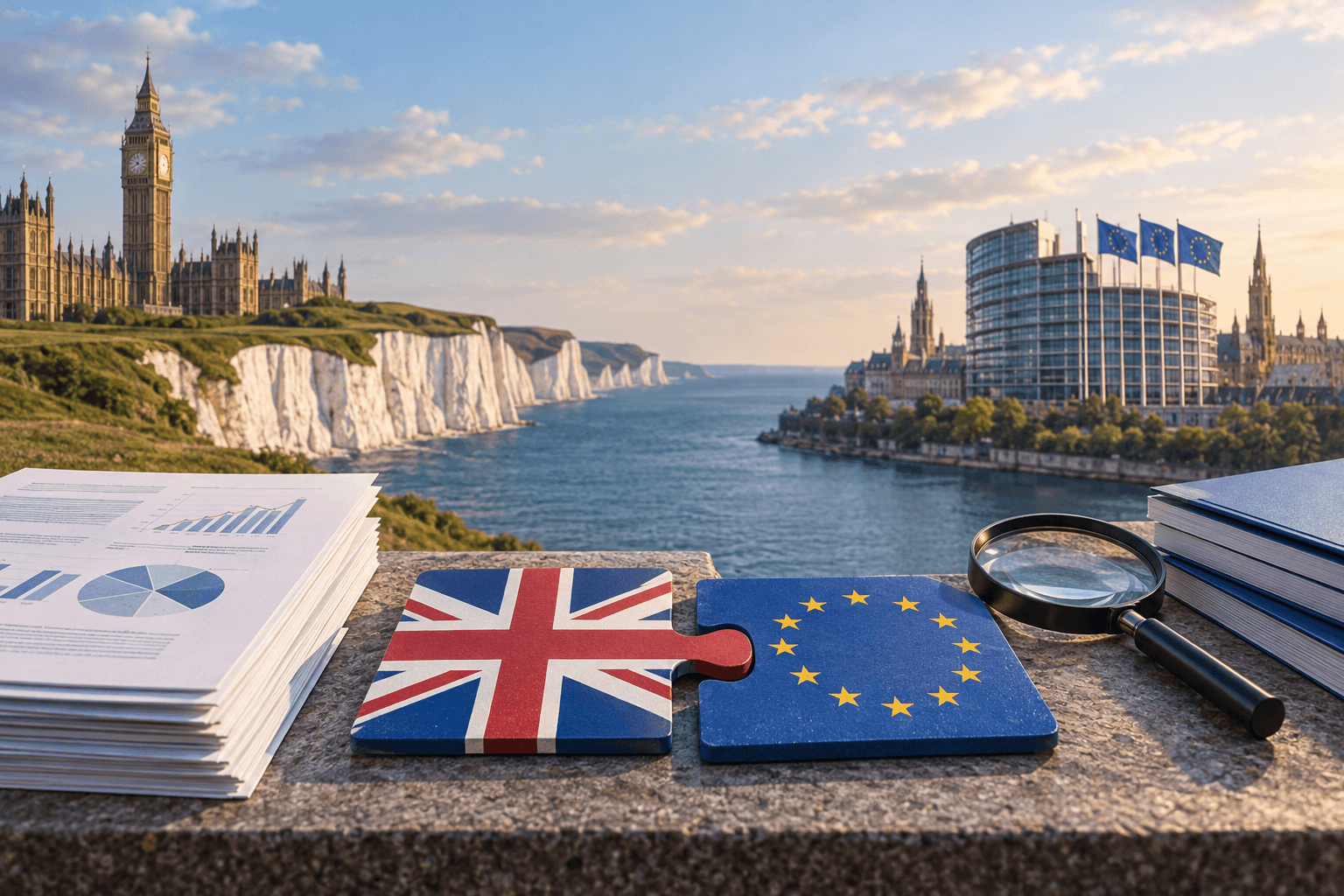 AI-generated illustration accompanying the story: Burnham calls for evidence-led debate on EU movement rules