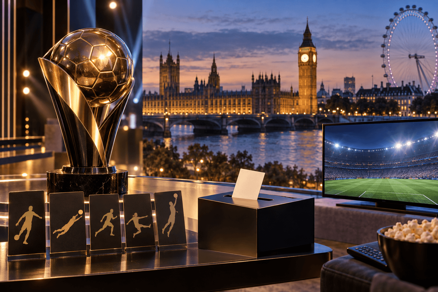 AI-generated illustration accompanying the story: Ballon d'Or 2026: Where to watch, start time, how voting works as Harry Kane, Lamine Yamal eye prize