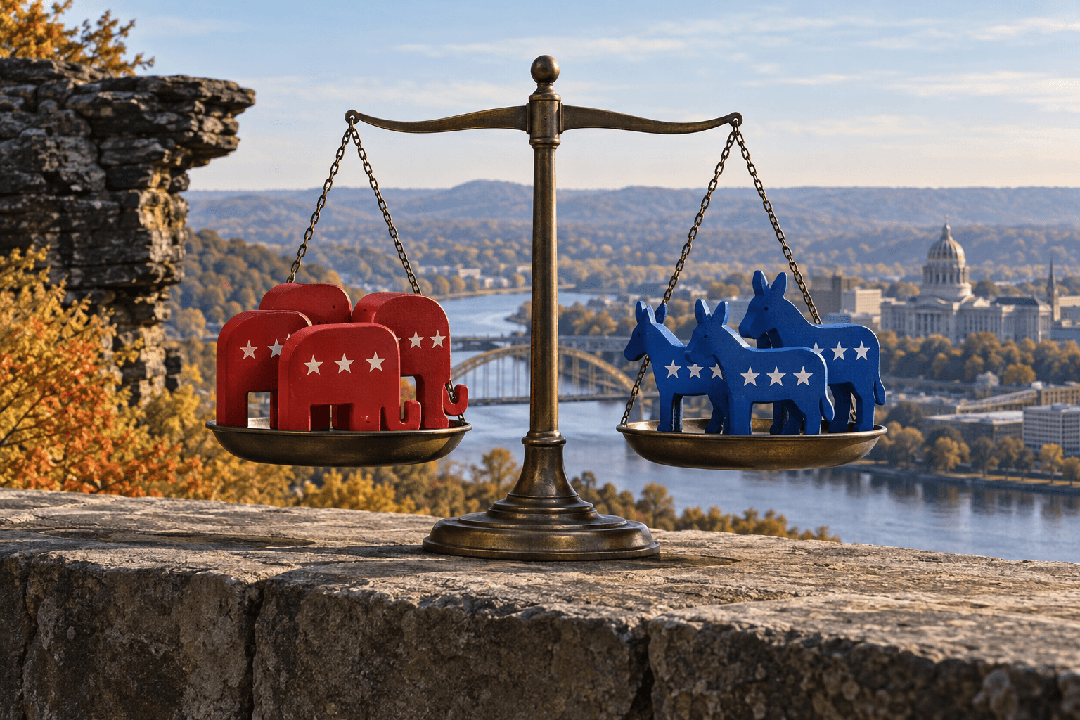 AI-generated illustration accompanying the story: Can GOP Rep. Brian Fitzpatrick, a moderate who's bucked Trump, keep his Pennsylvania swing seat?