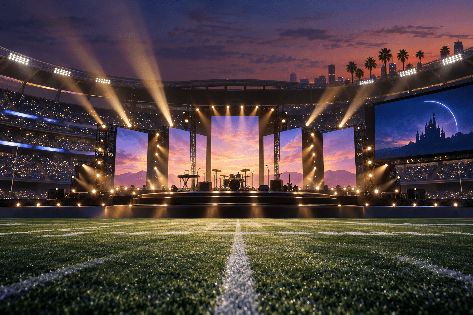 AI-generated illustration accompanying the story: Jay-Z to headline Super Bowl LXI halftime show